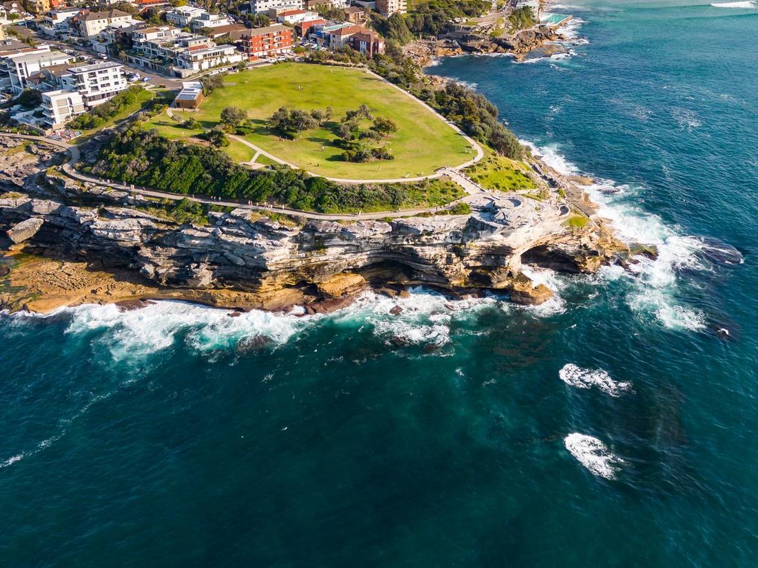 Aerial view of Bondi Junction and eastern Sydney coastline