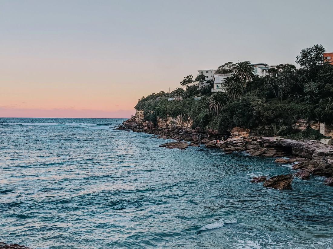 Rocky coastline at sunset, Clovelly Sydney