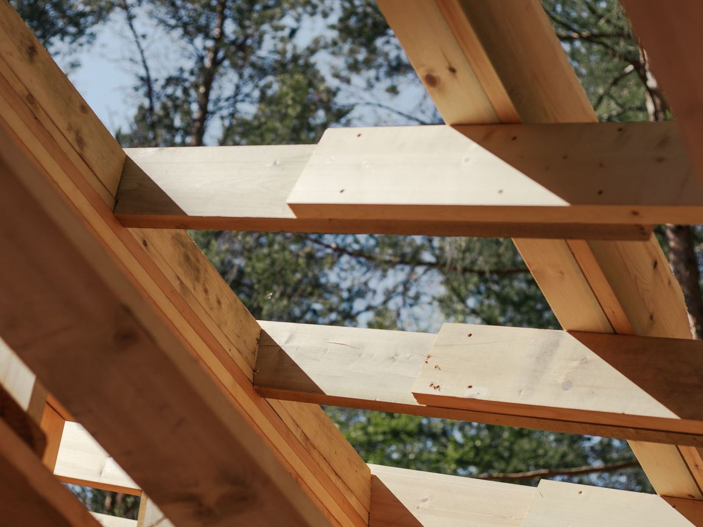 Timber roof frame of a new home under construction