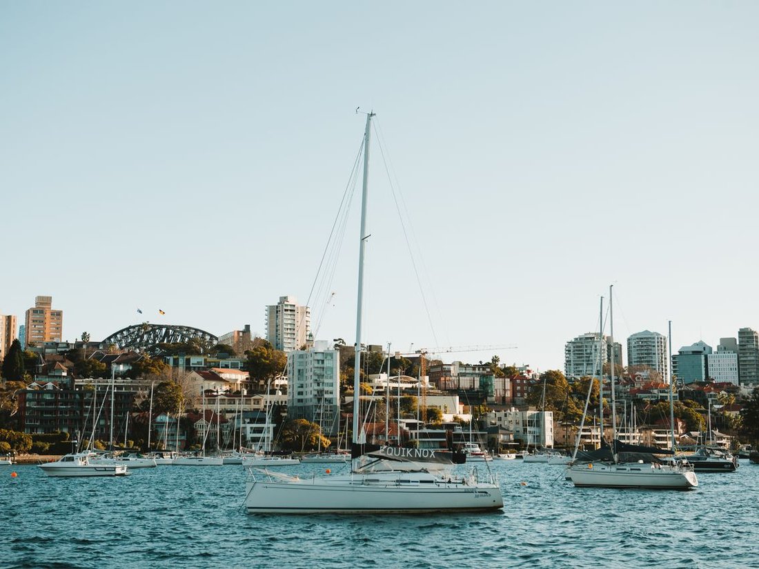 Yachts moored in Double Bay harbour, Sydney