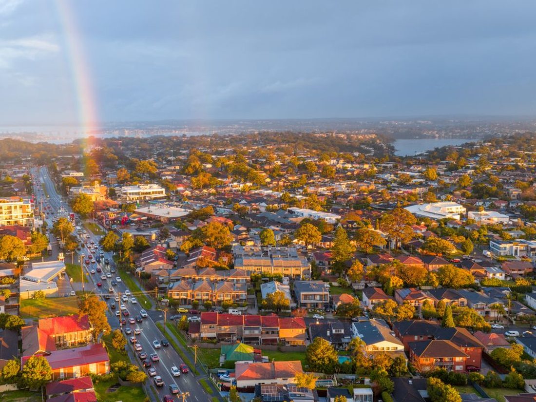 Aerial view of Sydney suburban streets