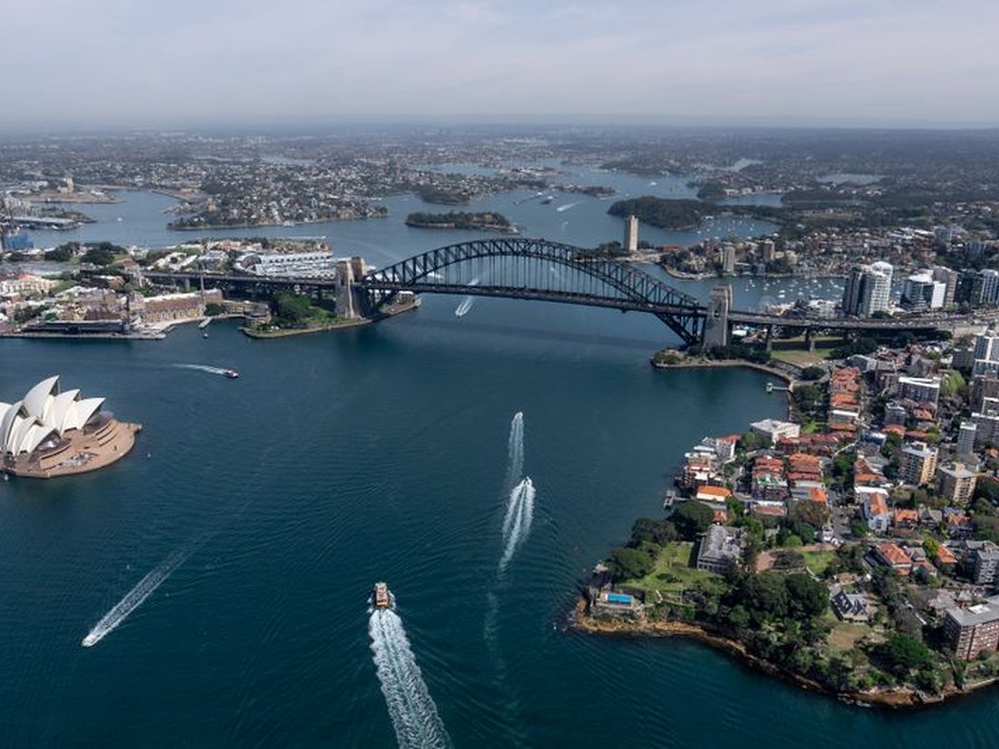 Aerial view of Sydney Harbour and Sydney Eastern Suburbs