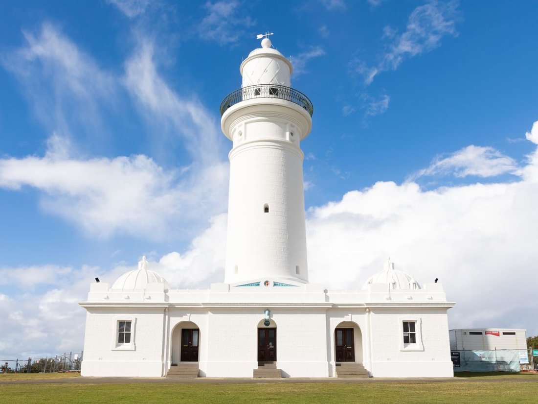 Macquarie Lighthouse in Vaucluse against clear blue sky