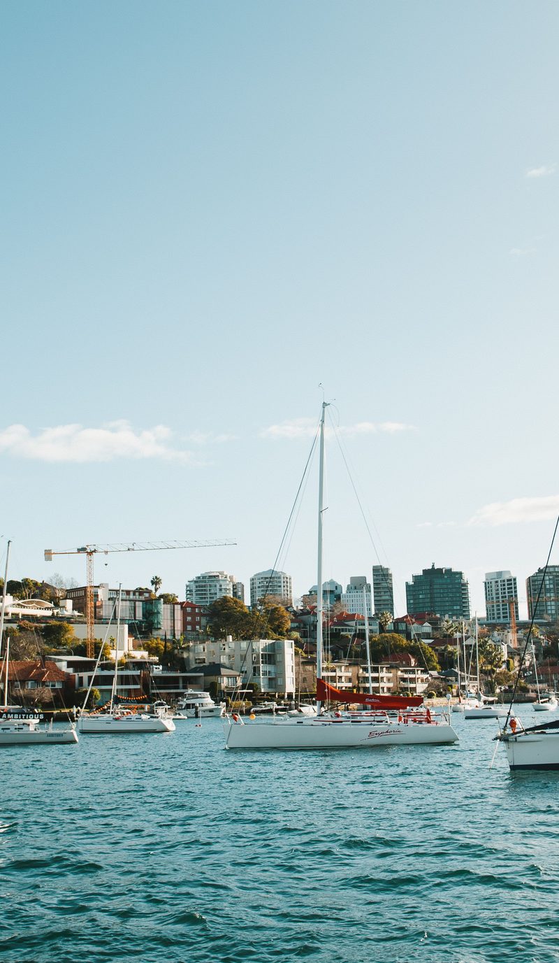 Sailboats moored in Elizabeth Bay harbour, Sydney