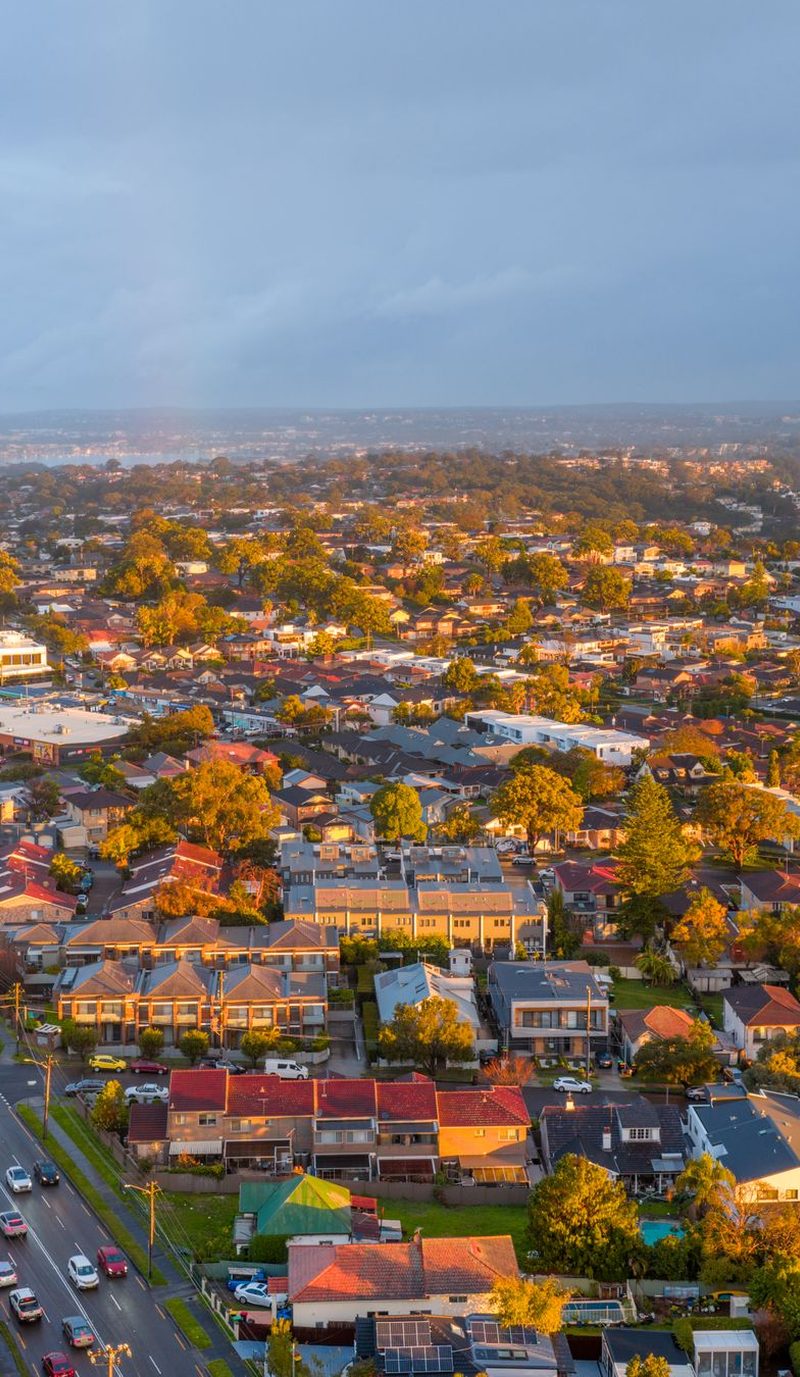 Aerial view of Sydney suburban streets